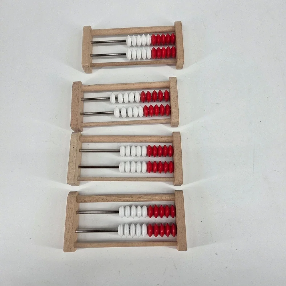 Hand2mind 20 Bead Rekenrek Wooden Math Manipulative Abacus Set of 4 Red White - Picture 3 of 3